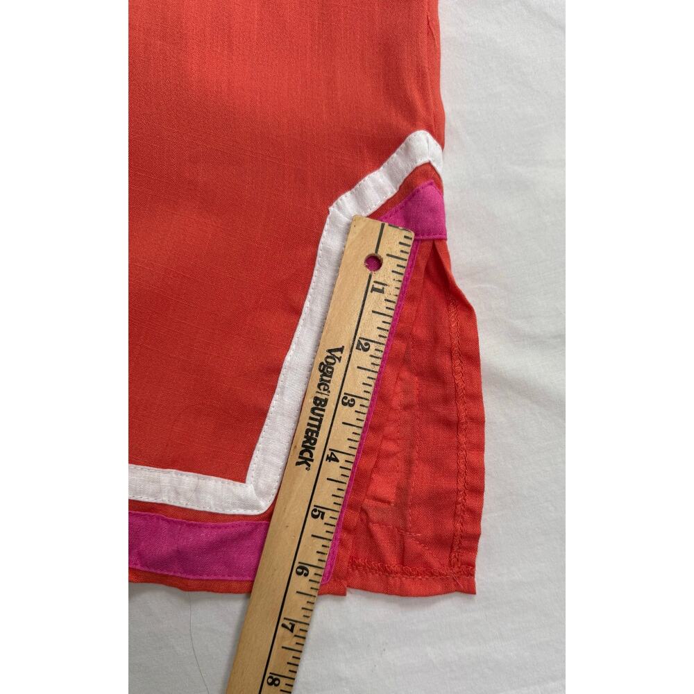 Les Canediers Tunic Dress Orange Pink Vneck SIZE 12‎ - Picture 9 of 14